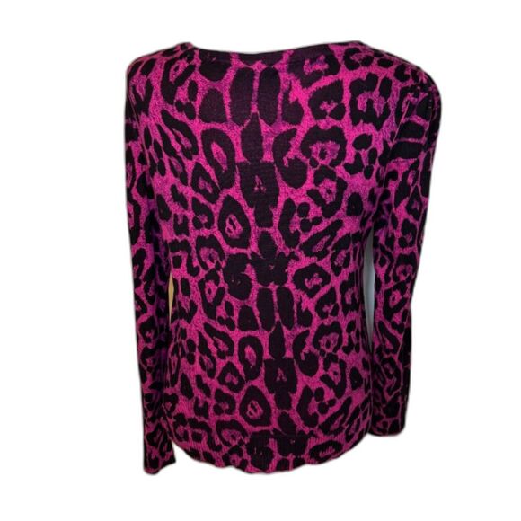 INC International Concepts Animal Print Pink Black Open Front Sweater Womens - Picture 2 of 4